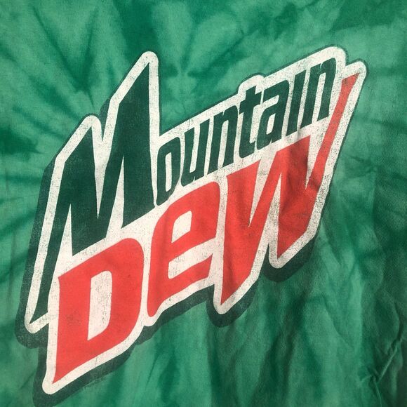 Mountain Dew Mens Graphic T-Shirt Tie-Dye Green Size Large 100% Cotton 90s Retro - Picture 2 of 7